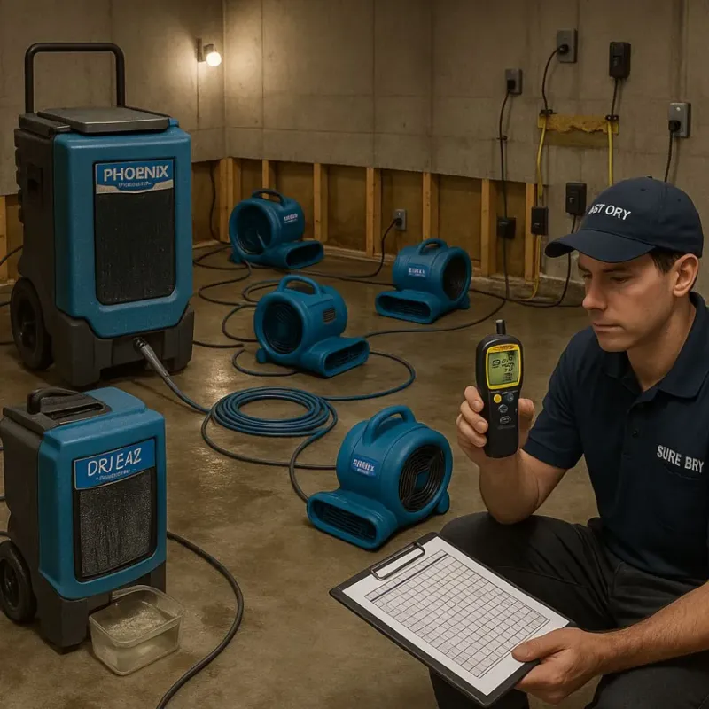 Structural Drying and Dehumidification process in Faribault County, MN